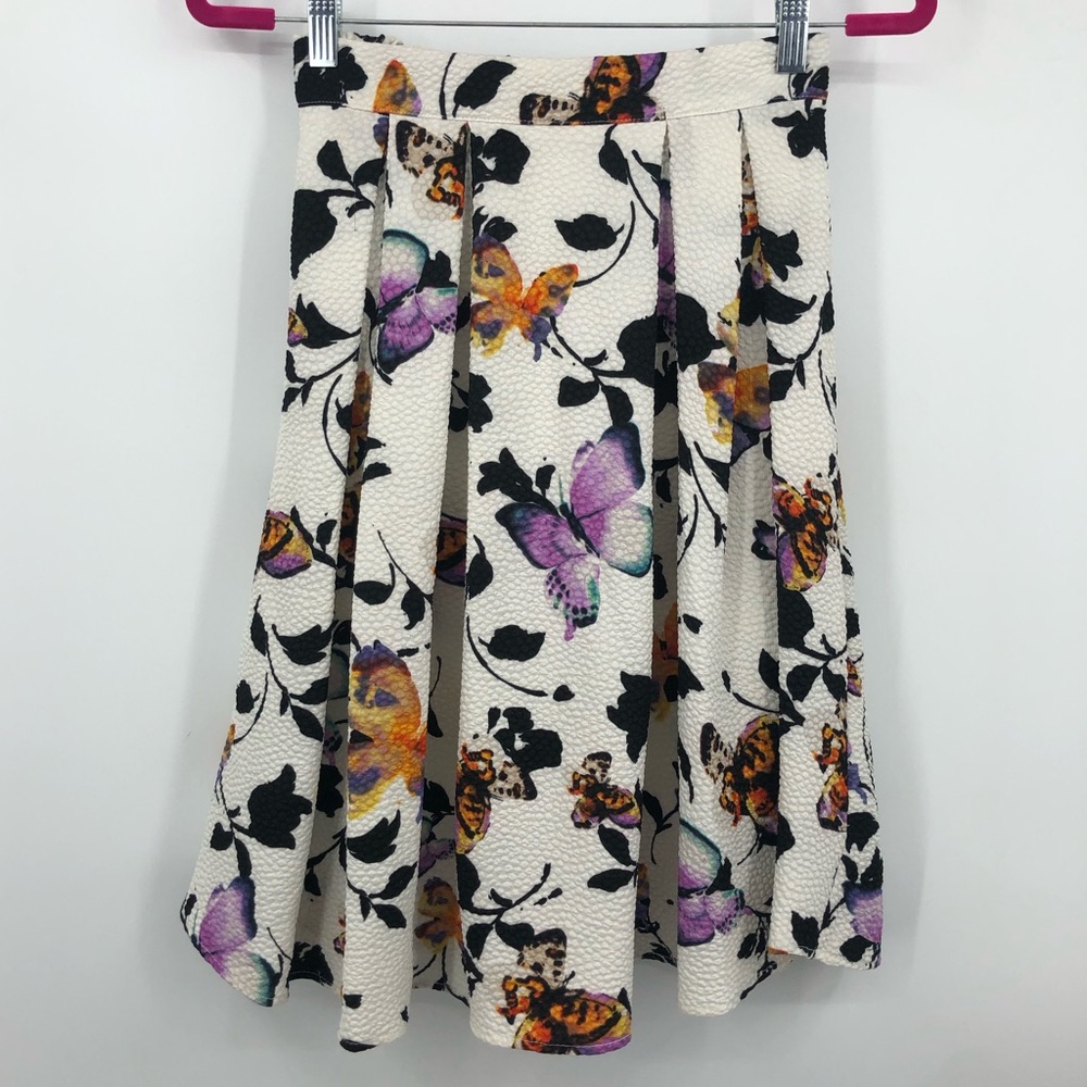 Renee C. Anthropologie Butterfly Skirt Cream Small - Picture 1 of 10